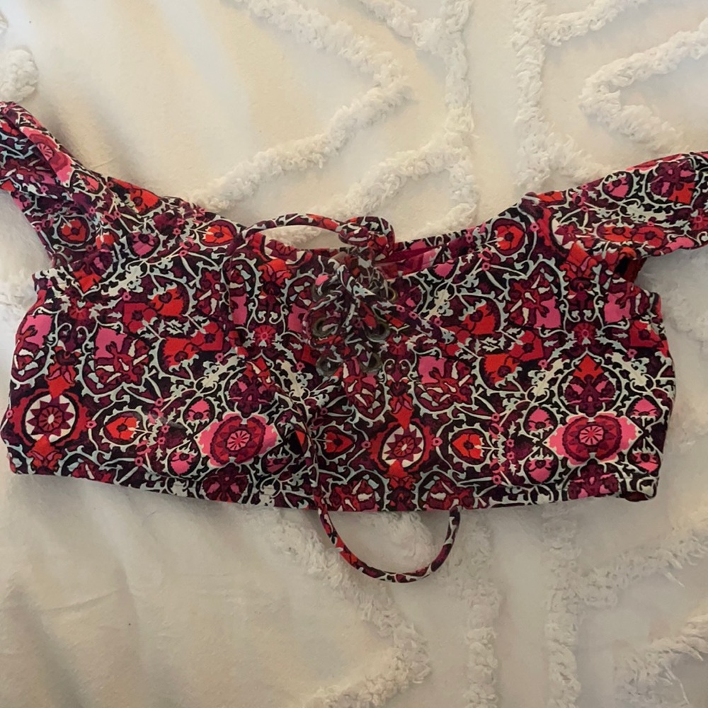 Billabong Off the Shoulder Boho Tie Top